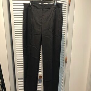 Slacks, dark gray/pink pinstripe (Ann Taylor, size 14L)